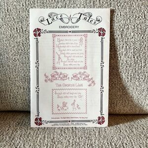 Red Work Embroidery Patterns “Mondays Child” poem by Lace Tales